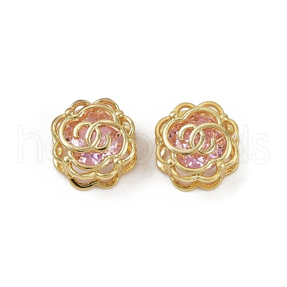 Brass Micro Pave Cubic Zirconia Beads KK-C093-08G-02-1