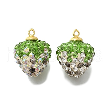 Rhinestone Clay Brass Pendants KK-D295-05G-1