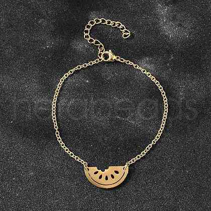 Funny 201 Stainless Steel  Watermelon Link Bracelets BJEW-B128-01G-1