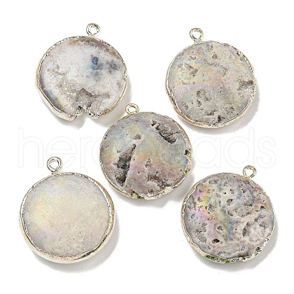 Electroplated Natural Druzy Agate Pendants G-A229-01C-1