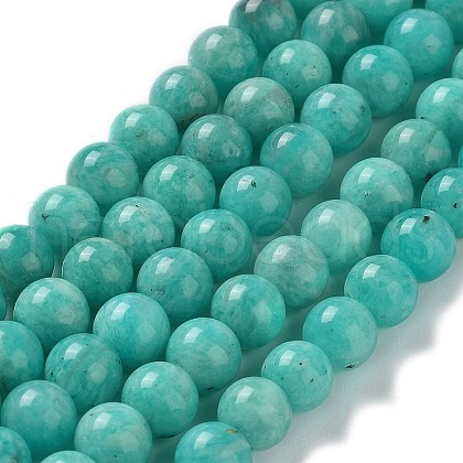 Natural Gemstone Amazonite Round Beads Strands G-O017-6mm-08C-1