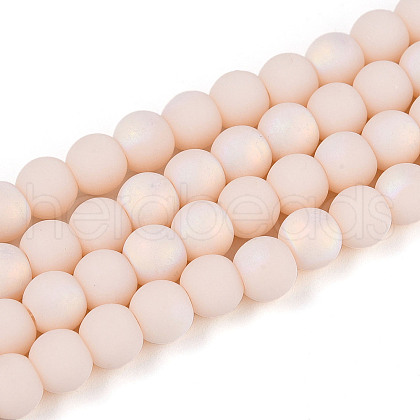 Frosted Opaque Glass Beads Strands GLAA-T032-P6mm-MBB09-1