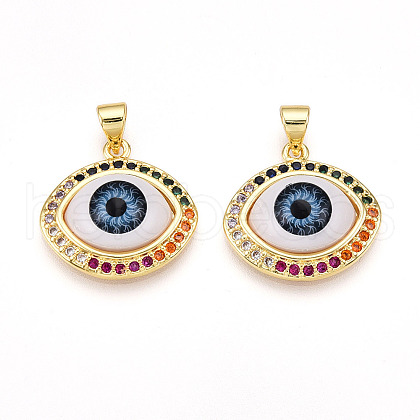 Brass Micro Pave Cubic Zirconia Pendants for Women KK-T070-103B-1
