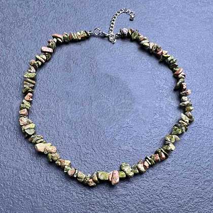 Natural Unakite Chip Beaded Necklaces for Women IW6789-21-1