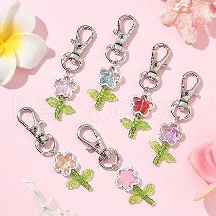 Flower Transparent Acrylic & Glass Pendant Decorations HJEW-JM03275-01-1