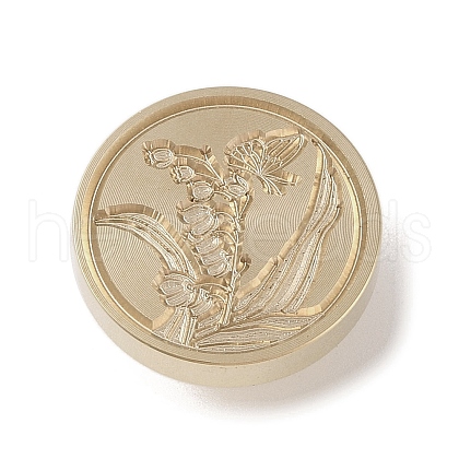 Golden Tone Wax Seal Brass Stamp Head DIY-B079-02G-05-1