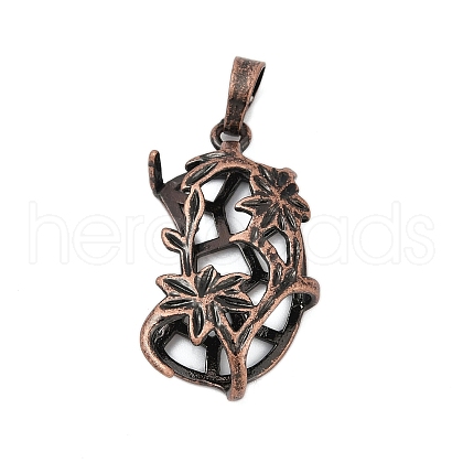 Flower Brass Pendant Cabochon Settings KK-S521-05RC-1