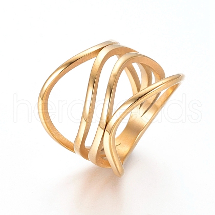 Unisex 304 Stainless Steel Finger Rings RJEW-L091-09-G-18mm-1