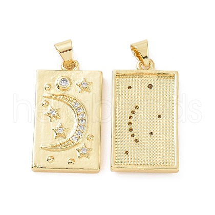 Rack Plating Brass Micro Pave Clear Cubic Zirconia Pendants KK-D086-01G-1