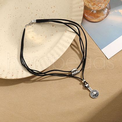 Flat Round Alloy Pendant Necklaces FS-WG7C682-03-1