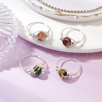4Pcs 4 Colors Brass Rings for Women RJEW-JR00853-01-1
