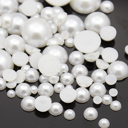 ABS Plastic Imitation Pearl Dome Cabochons SACR-X0003-1