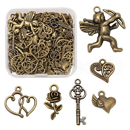 60Pcs 6 Style Tibetan Style Alloy Pendants FIND-LS0001-32AB-1