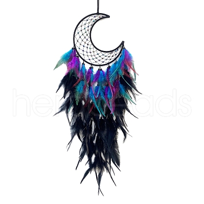 Iron Woven Web/Net with Feather Pendant Decorations PW-WGCA487-01-1