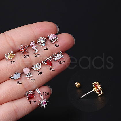 Brass Micro Pave Cubic Zirconia Cartilage Earring WG3714F-36-1