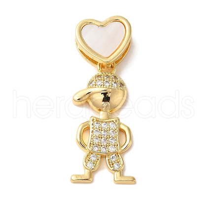 Rack Plating Brass Micro Pave Cubic Zirconia Pendants KK-L220-018G-01-1