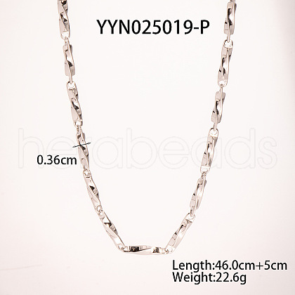 Stainless Steel Twist Link Chain Necklace for Women VF6522-2-1