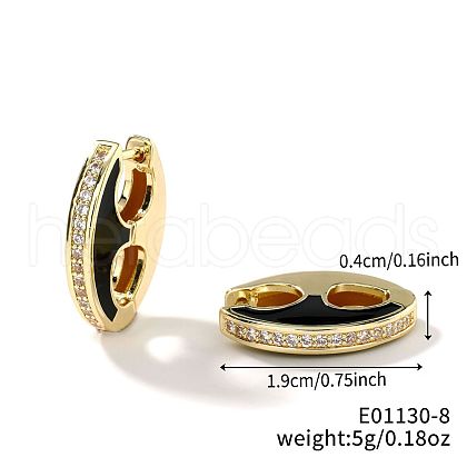 Retro Brass Enamel Hoop Earrings FC5314-7-1
