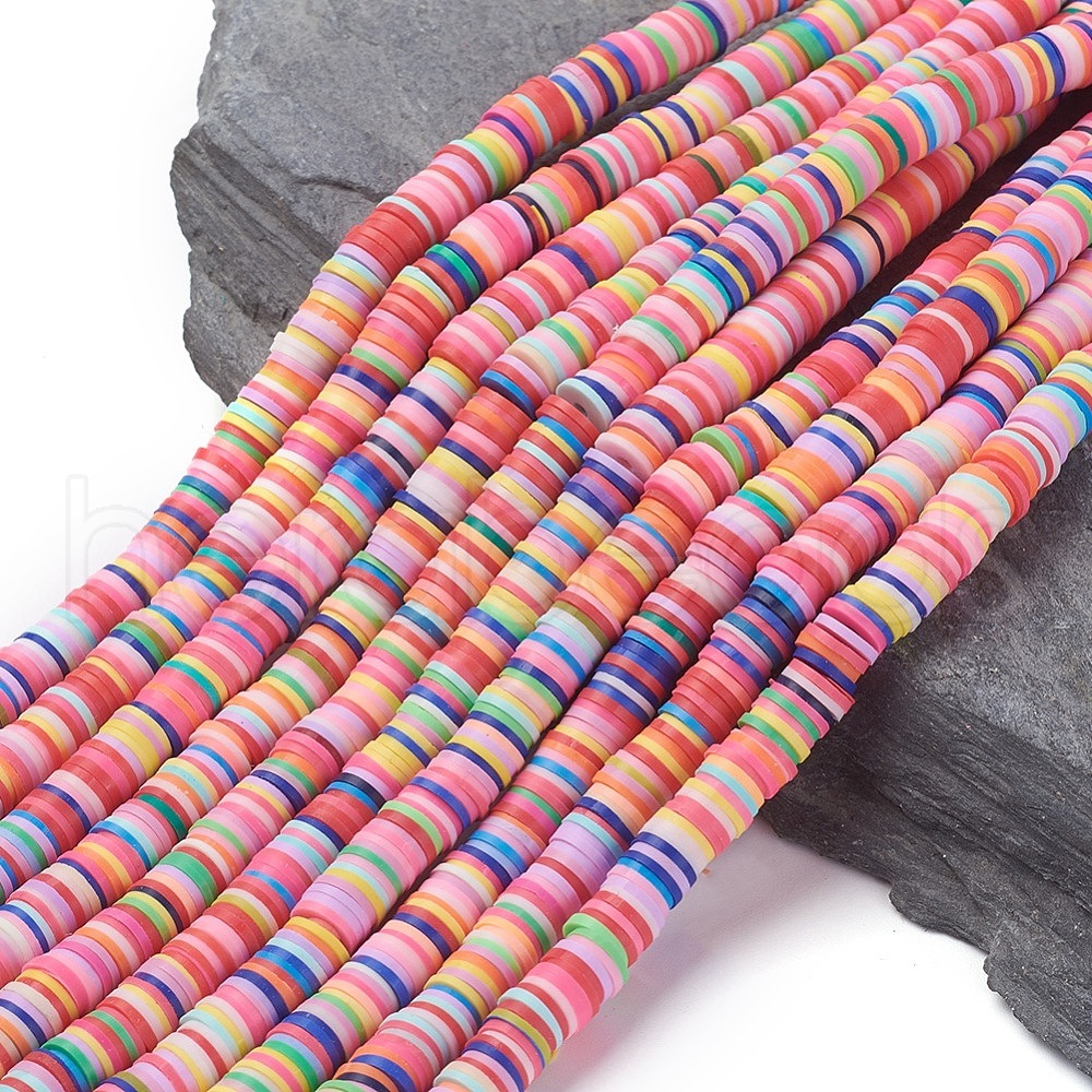 Wholesale 10 Strands Flat Round Eco Friendly Handmade Polymer Clay